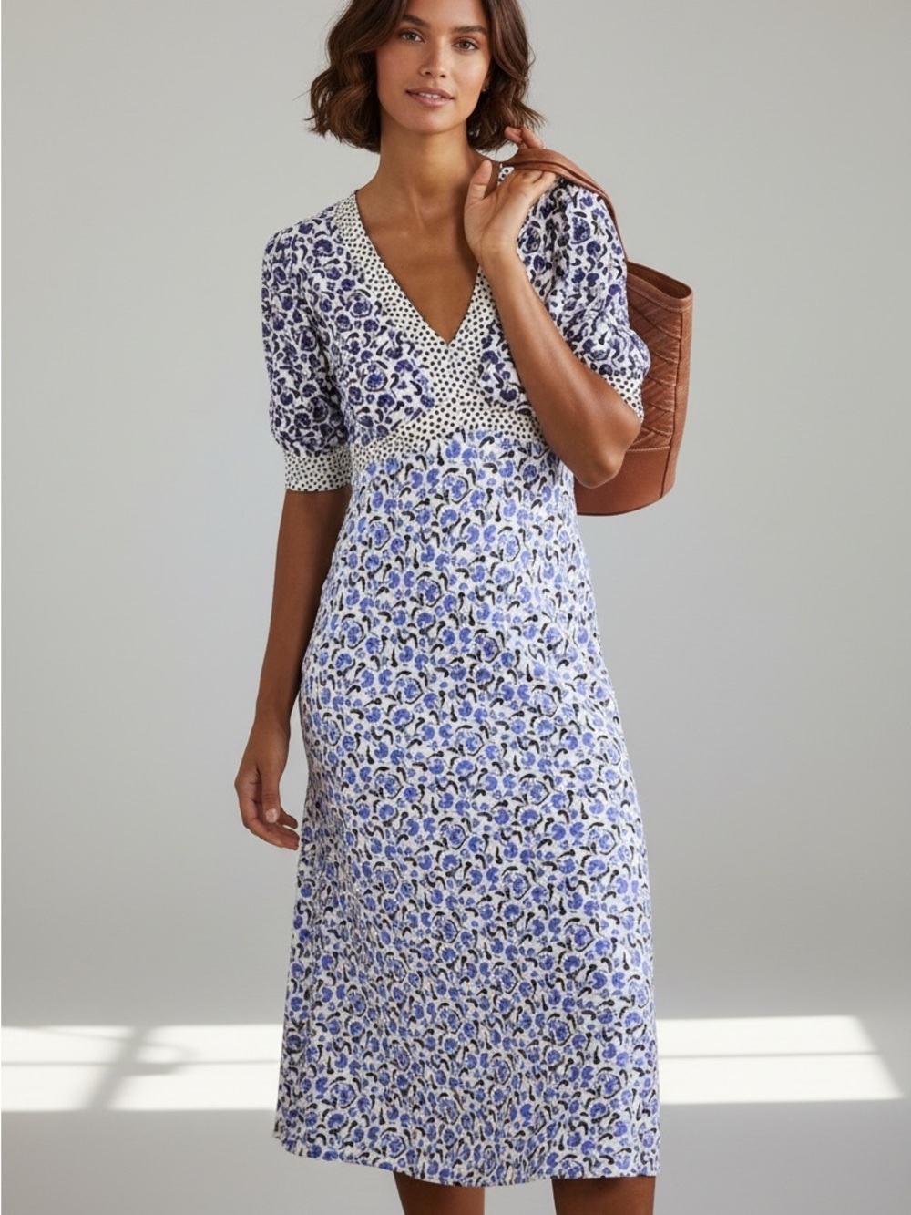 Boden Eva Mixed Floral Print Midi Dress